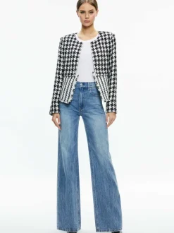 Alice and Olivia Kidman Two-Fer Tweed Jacket-Women Jackets + Coats