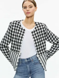 Alice and Olivia Kidman Two-Fer Tweed Jacket-Women Jackets + Coats