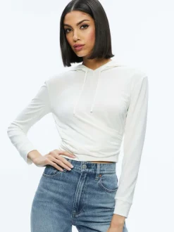 Alice and Olivia Kirk Wrap Front Hoodie-Women Tops