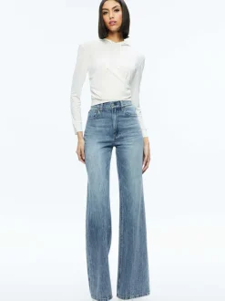 Alice and Olivia Kirk Wrap Front Hoodie-Women Tops