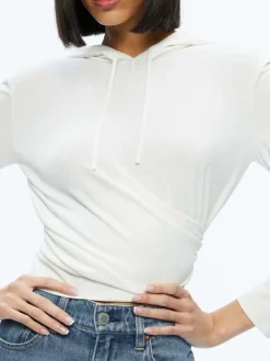 Alice and Olivia Kirk Wrap Front Hoodie-Women Tops