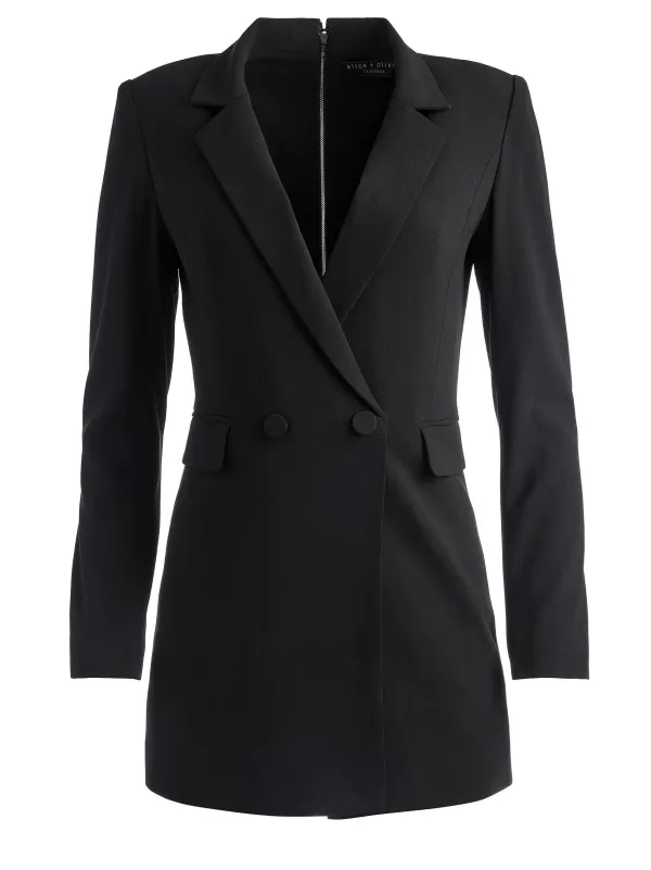 Alice and Olivia Kyrie Tuxedo Skort Romper-Women Jumpsuits