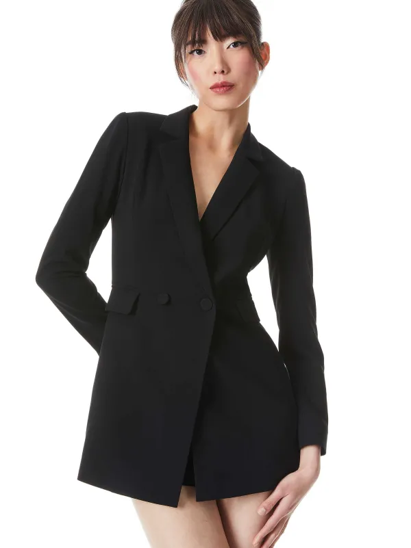 Alice and Olivia Kyrie Tuxedo Skort Romper-Women Jumpsuits