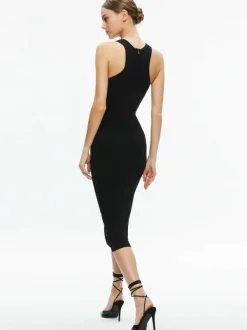 Alice and Olivia Lalita Side Snap Midi Dress-Women Dresses