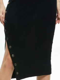 Alice and Olivia Lalita Side Snap Midi Dress-Women Dresses