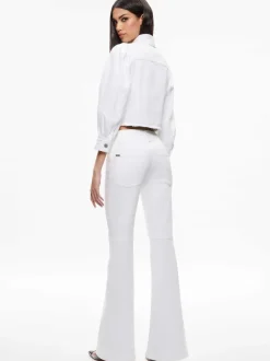 Alice and Olivia Lana Puff Sleeve Denim Jacket-Women Jackets + Coats