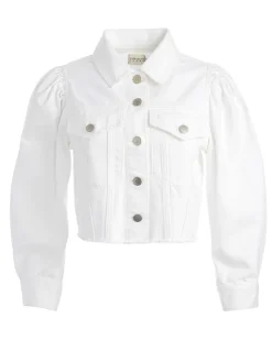 Alice and Olivia Lana Puff Sleeve Denim Jacket-Women Jackets + Coats