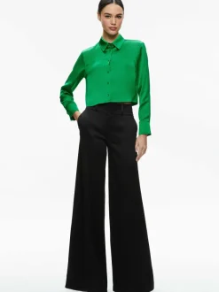 Alice and Olivia Leon Cropped Button Down-Women Tops