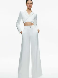 Alice and Olivia Leone Cropped Wrap Blazer + Mame High Rise Wide Leg Pant-Women Matching Sets