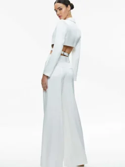 Alice and Olivia Leone Cropped Wrap Blazer + Mame High Rise Wide Leg Pant-Women Matching Sets