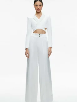 Alice and Olivia Leone Cropped Wrap Blazer + Mame High Rise Wide Leg Pant-Women Matching Sets