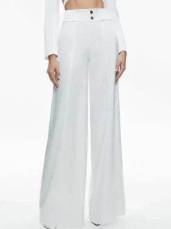 Alice and Olivia Leone Cropped Wrap Blazer + Mame High Rise Wide Leg Pant-Women Matching Sets