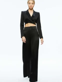 Alice and Olivia Leone Cropped Wrap Blazer-Women Tops