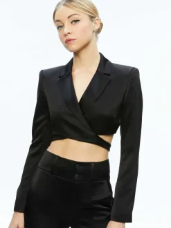 Alice and Olivia Leone Cropped Wrap Blazer-Women Tops