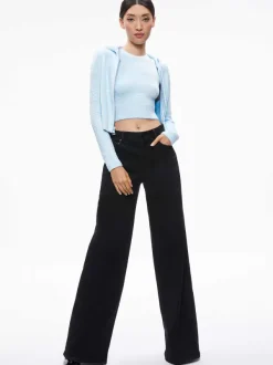 Alice and Olivia Lidell Cropped Zip Up Hoodie-Women Sweaters