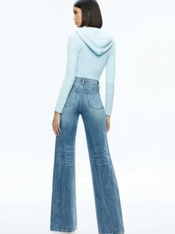 Alice and Olivia Lidell Cropped Zip Up Hoodie-Women Sweaters