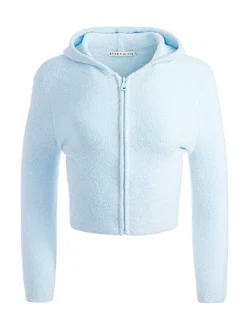Alice and Olivia Lidell Cropped Zip Up Hoodie-Women Sweaters