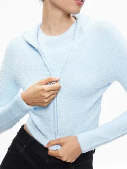 Alice and Olivia Lidell Cropped Zip Up Hoodie-Women Sweaters