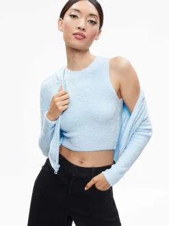 Alice and Olivia Lidell Cropped Zip Up Hoodie-Women Sweaters