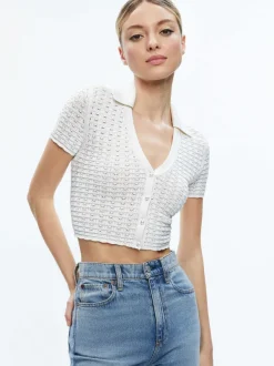 Alice and Olivia Linda Cropped Polo-Women Tops