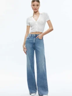 Alice and Olivia Linda Cropped Polo-Women Tops