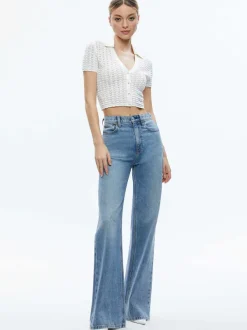 Alice and Olivia Linda Cropped Polo-Women Tops