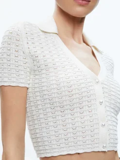 Alice and Olivia Linda Cropped Polo-Women Tops