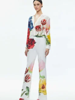 Alice and Olivia Livi Mid Rise Trouser-Women Pants