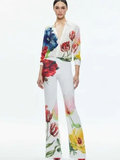 Alice and Olivia Livi Mid Rise Trouser-Women Pants