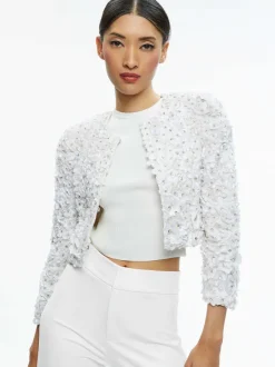 Alice and Olivia Lorna Embellished Cropped Jacket-Women Jackets + Coats