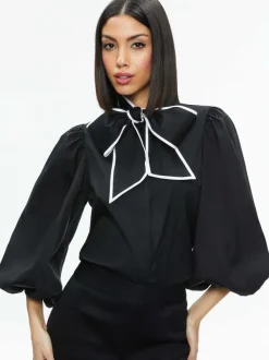 Alice and Olivia Lou Bow Button Down-Women Tops