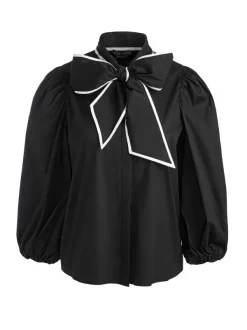 Alice and Olivia Lou Bow Button Down-Women Tops