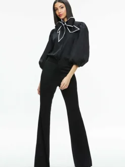 Alice and Olivia Lou Bow Button Down-Women Tops