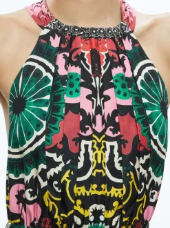 Alice and Olivia Loyce Twist Back Ruffle Maxi Dress-Women Dresses