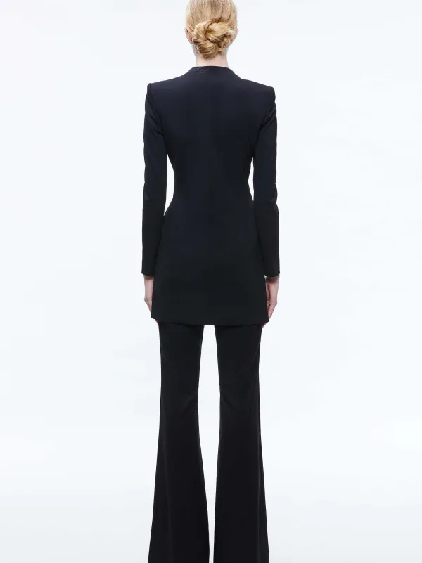 Alice and Olivia Lucien Curved V-Neck Fitted Blazer-Women Jackets + Coats