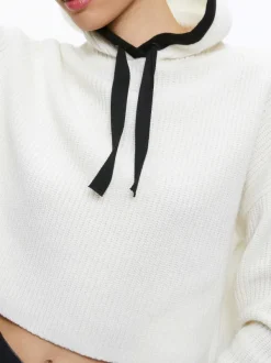 Alice and Olivia Lumi Ribbed Knit Hoodie-Women Tops