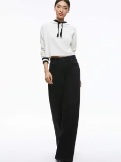 Alice and Olivia Lumi Ribbed Knit Hoodie-Women Tops