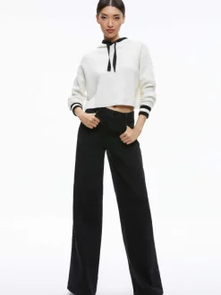 Alice and Olivia Lumi Ribbed Knit Hoodie-Women Tops