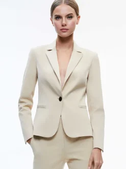 Alice and Olivia Macey Chino Fitted Notch Collar Blazer-Women Jackets + Coats
