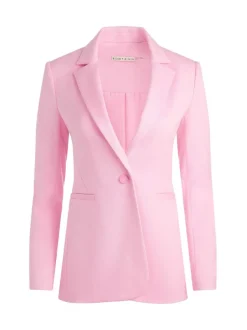 Alice and Olivia Macey Notch Collar Fitted Blazer + Danette High Rise Flare Slit Trouser-Women Matching Sets