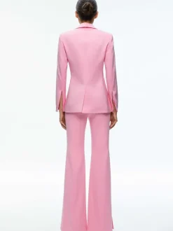 Alice and Olivia Macey Notch Collar Fitted Blazer + Danette High Rise Flare Slit Trouser-Women Matching Sets