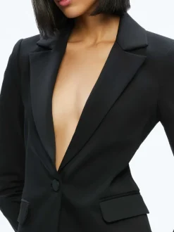 Alice and Olivia Macey Slit Sleeve Blazer-Women Jackets + Coats