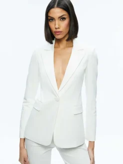 Alice and Olivia Macey Slit Sleeve Blazer-Women Jackets + Coats
