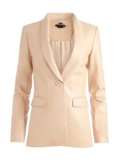 Alice and Olivia Macey Vegan Leather Shawl Collar Blazer-Women Jackets + Coats