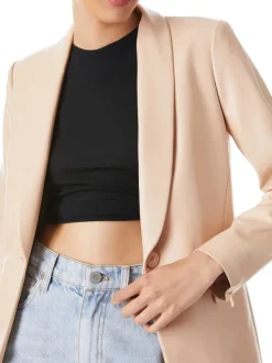 Alice and Olivia Macey Vegan Leather Shawl Collar Blazer-Women Jackets + Coats