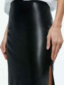 Alice and Olivia Maeve Vegan Leather Midi Skirt-Women Skirts