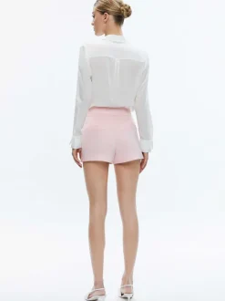 Alice and Olivia Mara Crossover Waistband Clean Short-Women Shorts