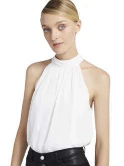 Alice and Olivia Maris Halter Neck Gathered Top-Women Tops