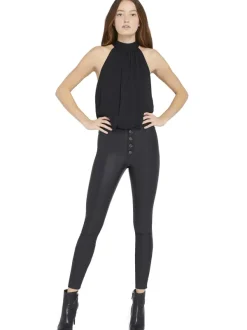 Alice and Olivia Maris Halter Neck Gathered Top-Women Tops