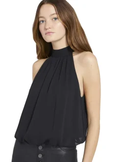 Alice and Olivia Maris Halter Neck Gathered Top-Women Tops